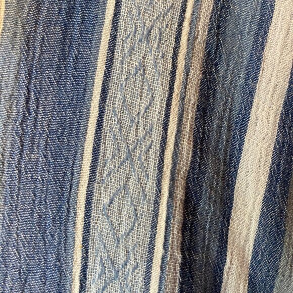 Lauren Jeans Co. Blue Striped Button-Up Shirt XL Cotton Long Sleeve Hippie Retro - Picture 5 of 9